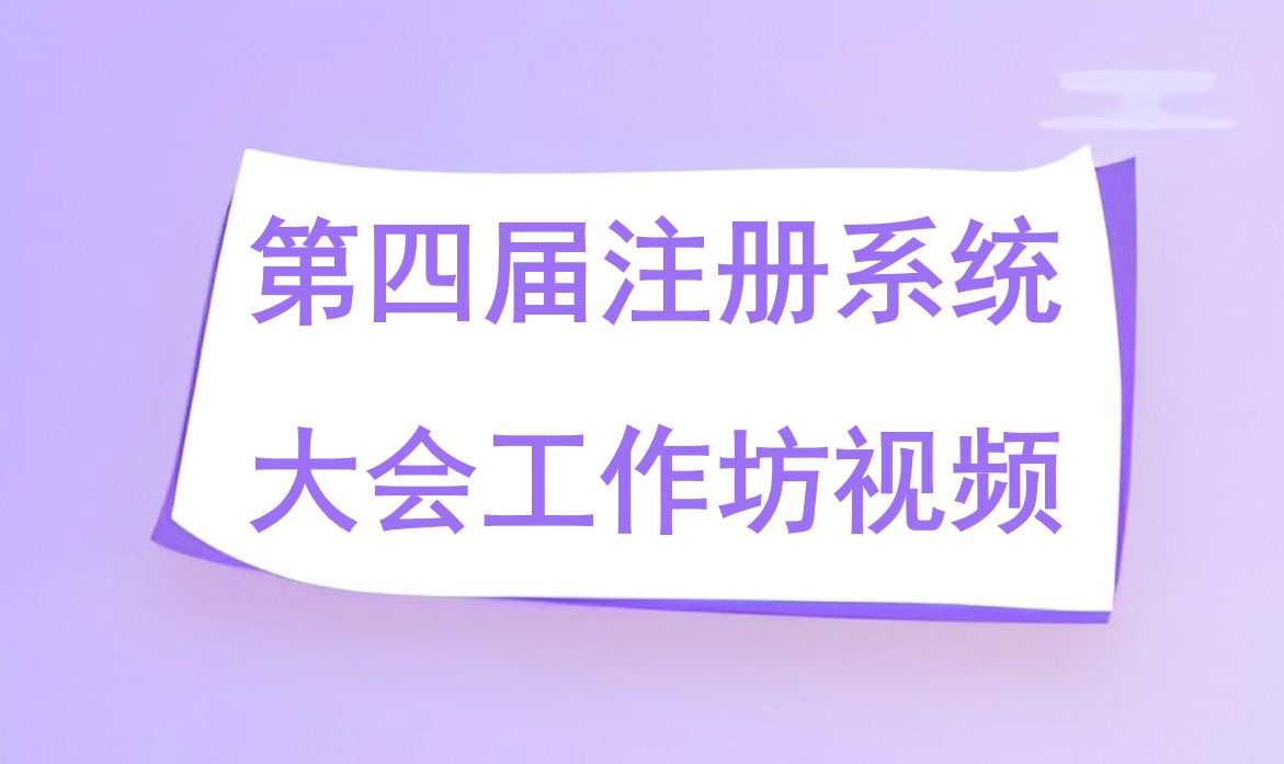 第四届注册系统大会工作坊视频